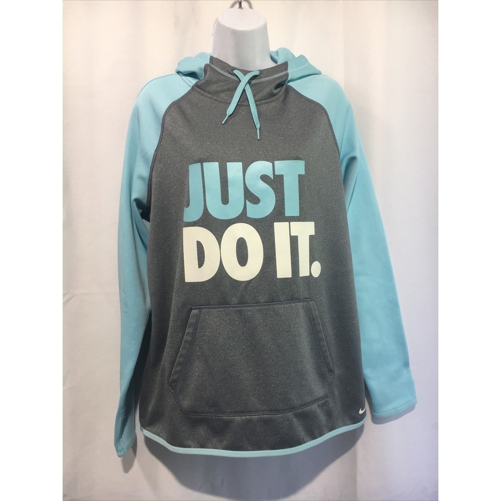 Nike Just Do It. Therma-Fit Hoodie Womens Size L Hooded Sweatshirt Pullover Blue